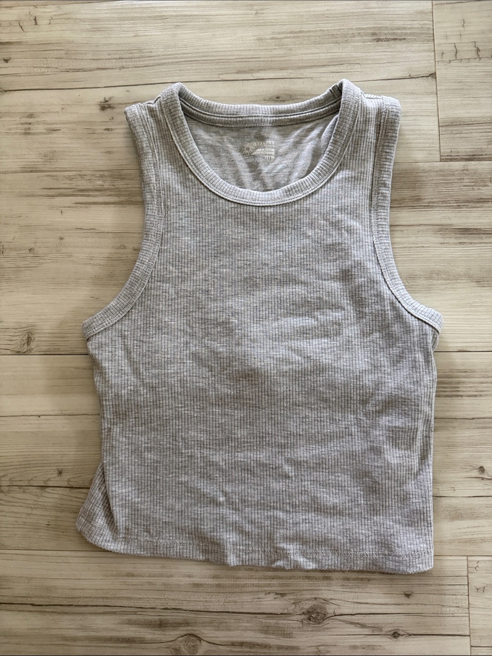 Grey Ribbed Tank Top - Offline Women's Crop Tank